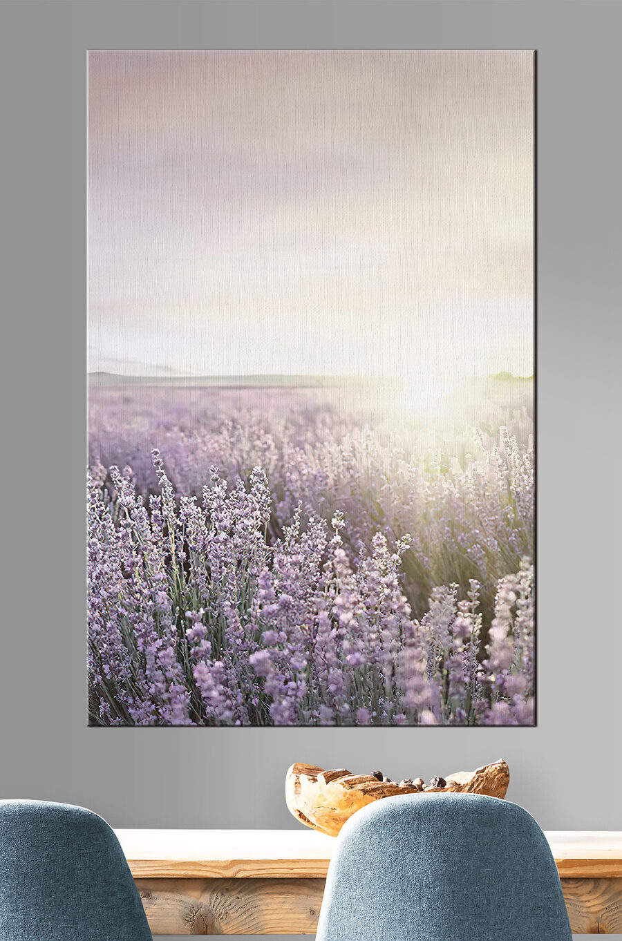 Veld met lavendel waar de zon doorheen schijnt Veld met lavendel waar de zon doorheen schijnt