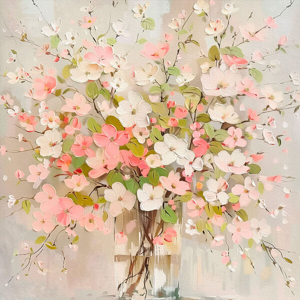 Schilderij van bloemen in een vaas Schilderij van bloemen in een vaas