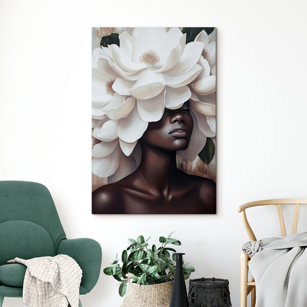 Vrouw met witte bloemen op haar hoofd Vrouw met witte bloemen op haar hoofd