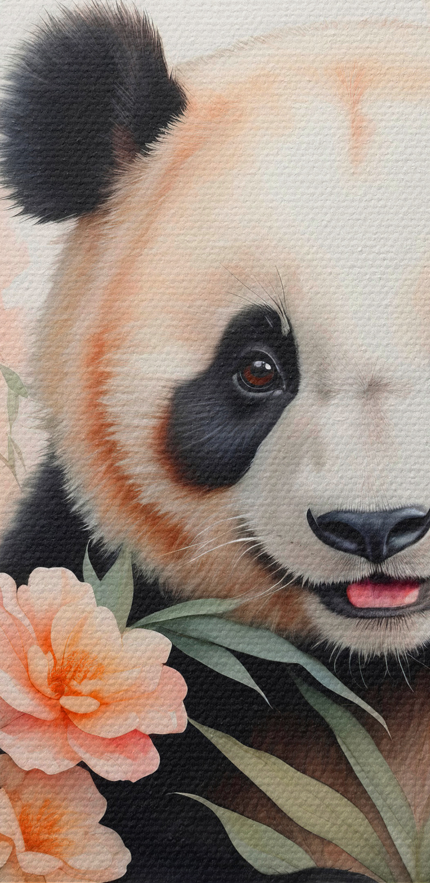 Pandabeer met bloemen en bamboe Pandabeer met bloemen en bamboe