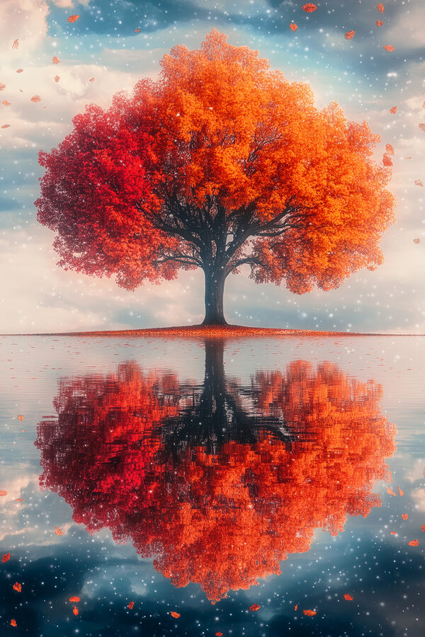 Boom met oranje bladeren Boom met oranje bladeren