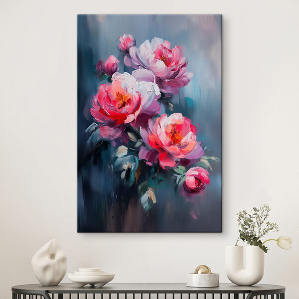 Schilderij van roze bloemen Schilderij van roze bloemen