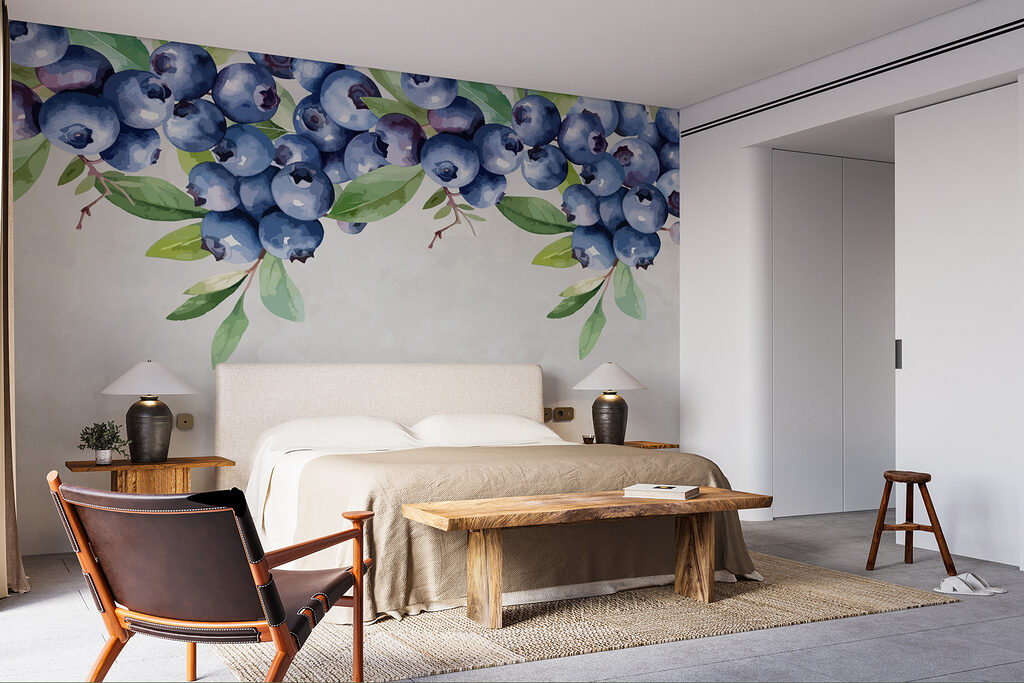 Blueberry with green leaves Blueberry with green leaves