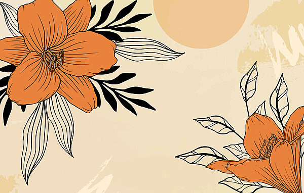 Tekening van bloemen en bladeren Tekening van bloemen en bladeren