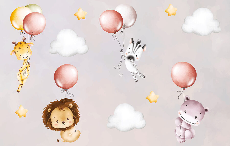 Wallpaper with animals and balloons Wallpaper with animals and balloons