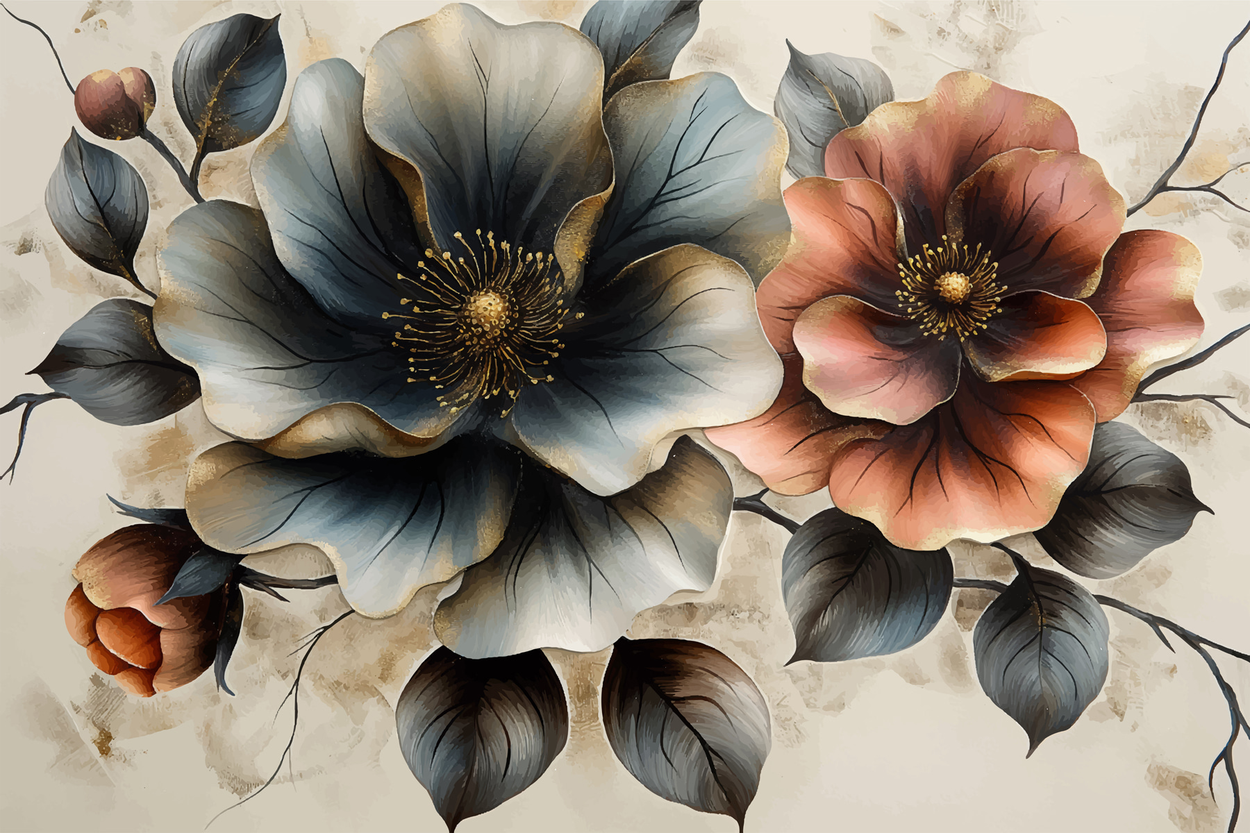 Painting of flowers on a white background