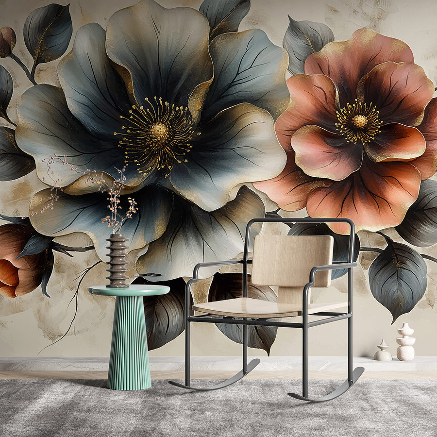 Schilderij van bloemen op een witte achtergrond