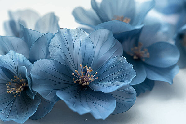 Blauwe bloemen op een wit oppervlak Blauwe bloemen op een wit oppervlak