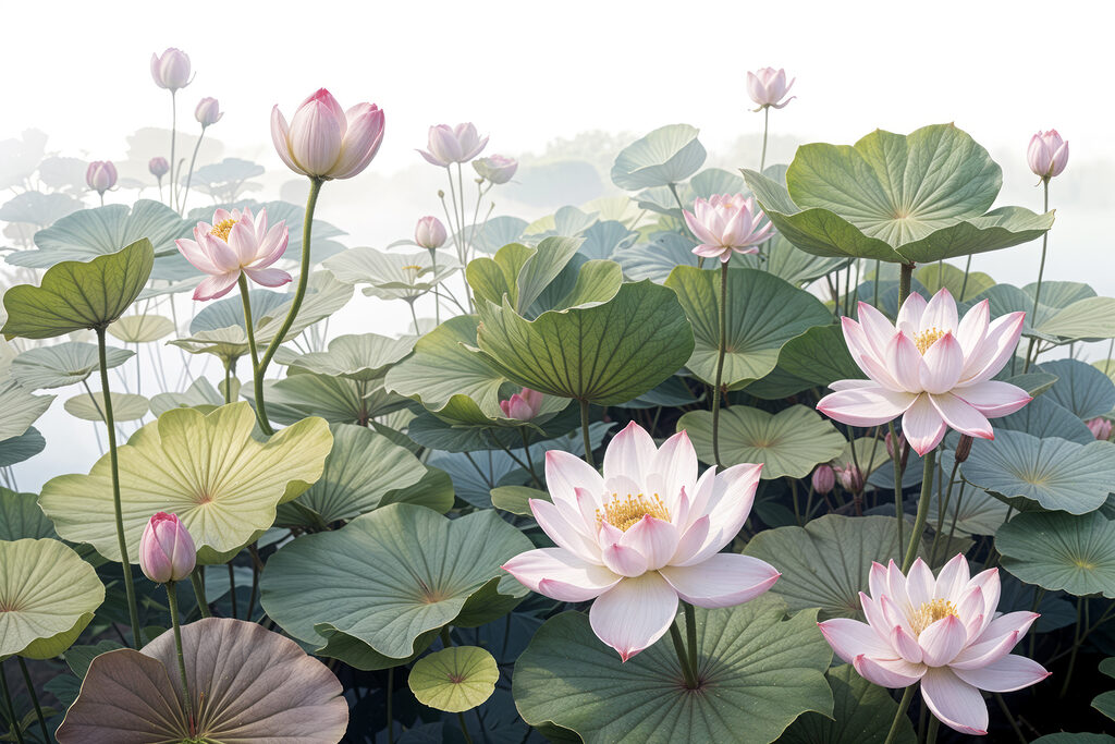 Group of pink flowers and green leaves Group of pink flowers and green leaves