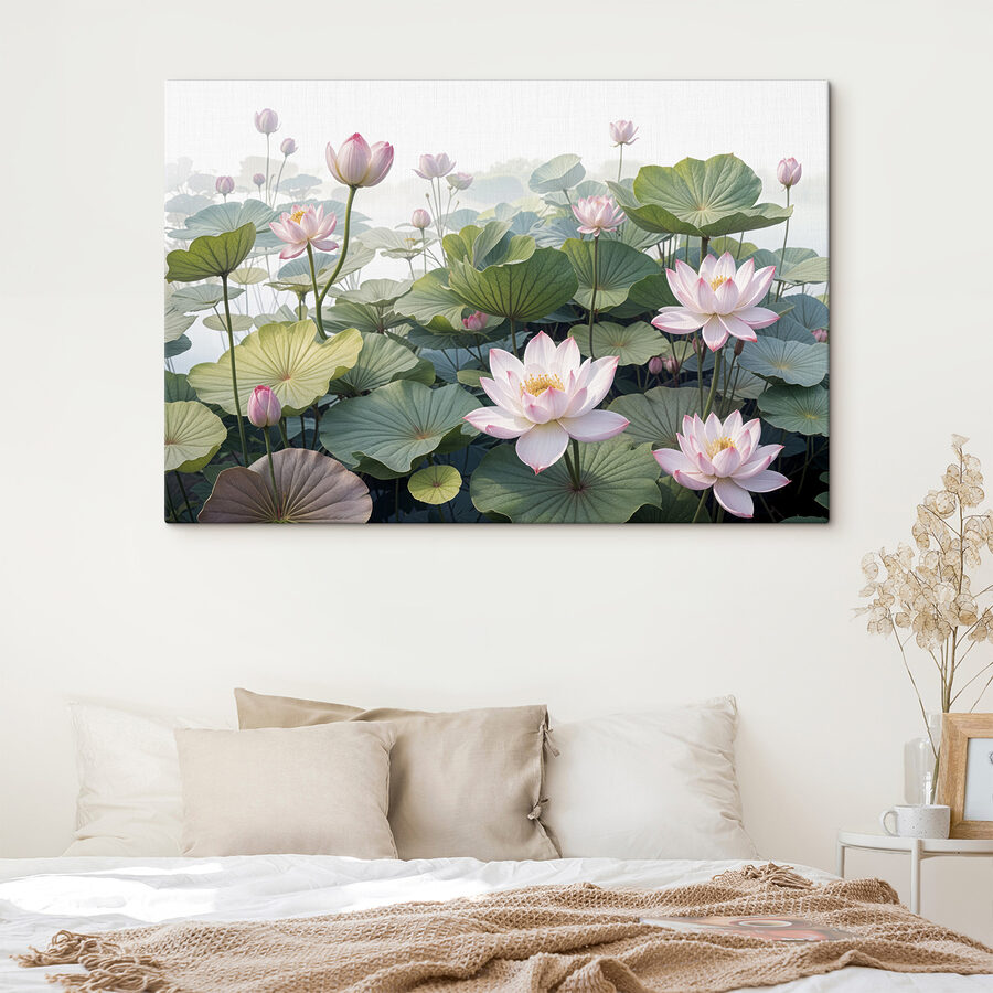 Groep roze bloemen en groene bladeren