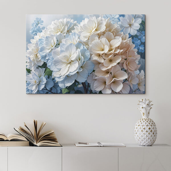 Groep witte en blauwe bloemen Groep witte en blauwe bloemen