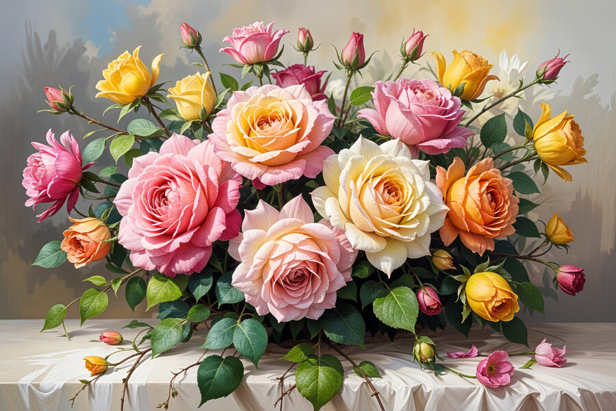 Boeket bloemen op een tafel