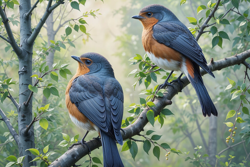 Two birds on a tree branch Two birds on a tree branch