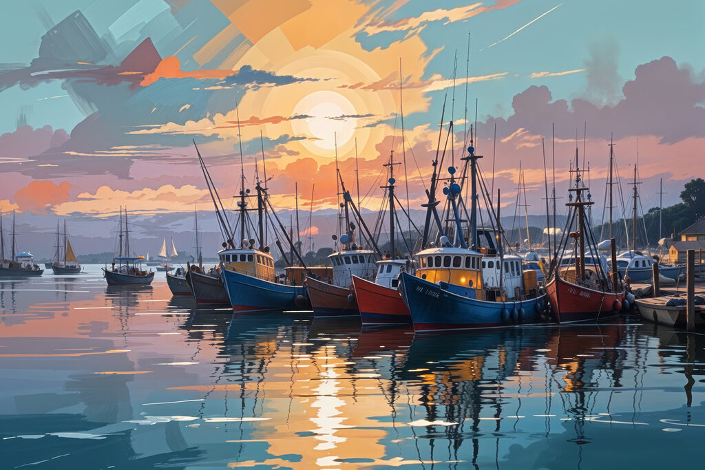 Group of boats on water Group of boats on water