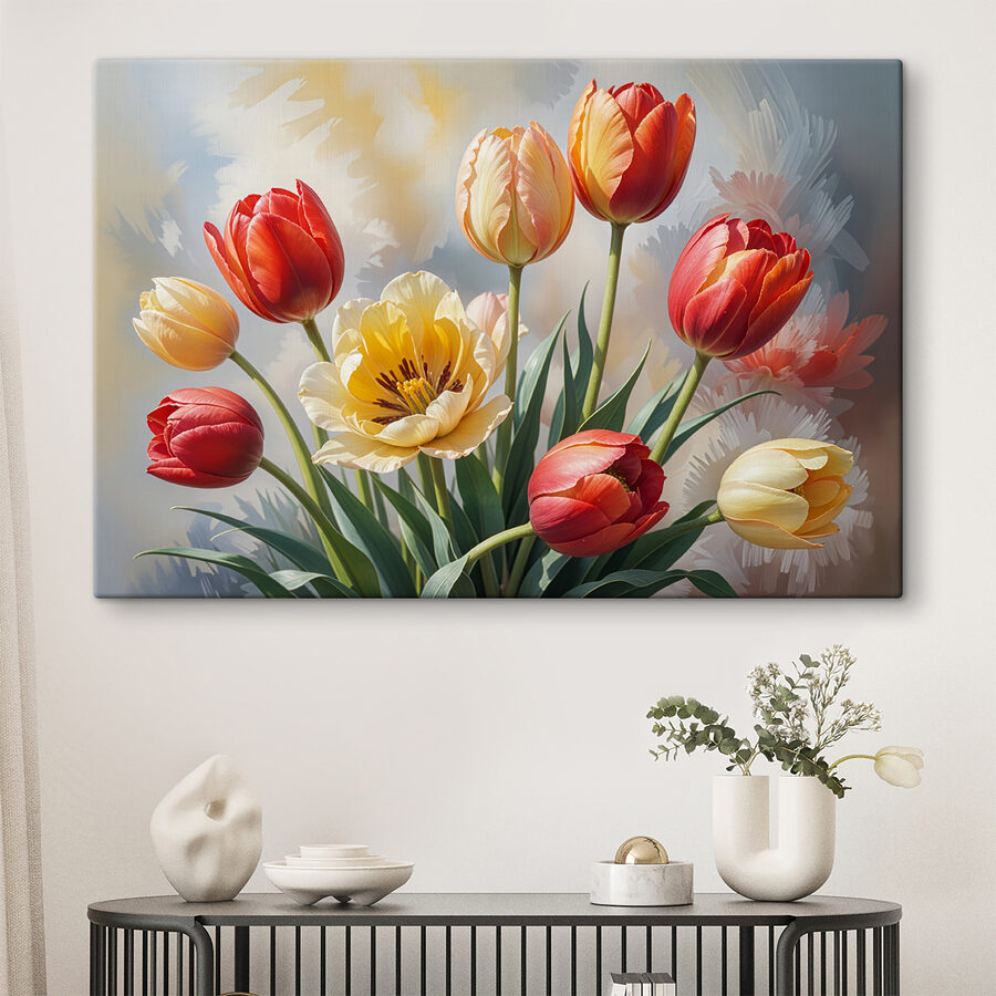 Groep tulpen in een vaas