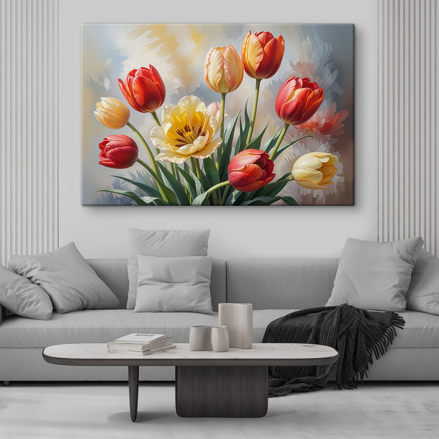 Groep tulpen in een vaas