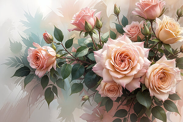 Groep roze rozen Groep roze rozen
