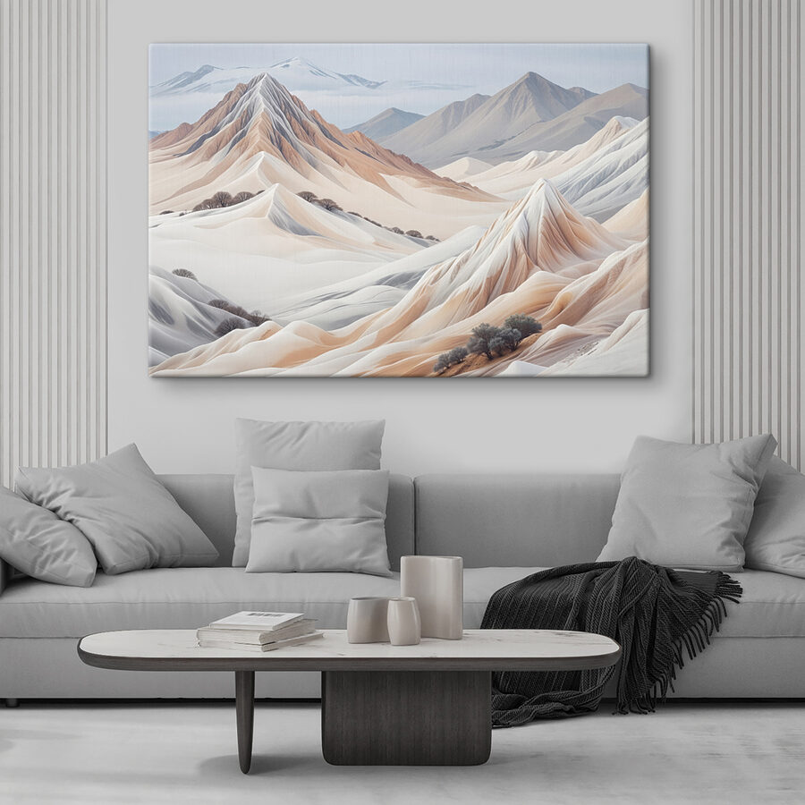 Woestijnlandschap met bergen en bomen
