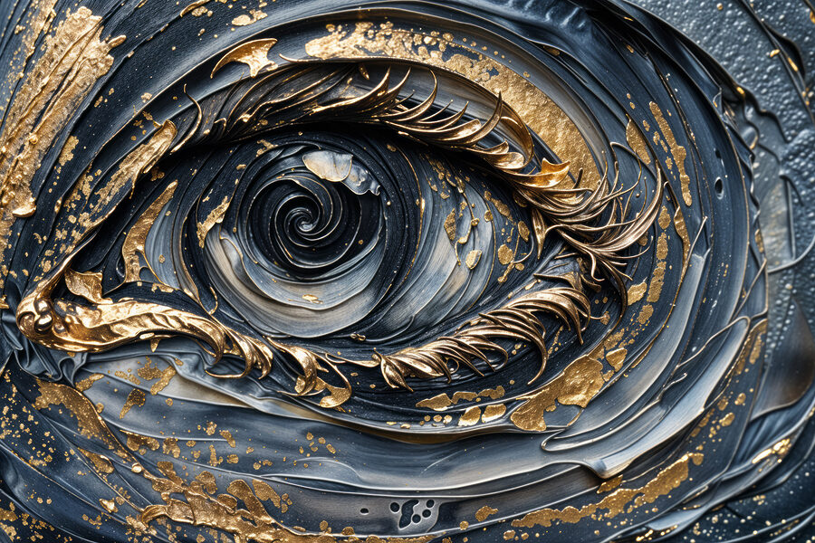 Close-up van een schilderij