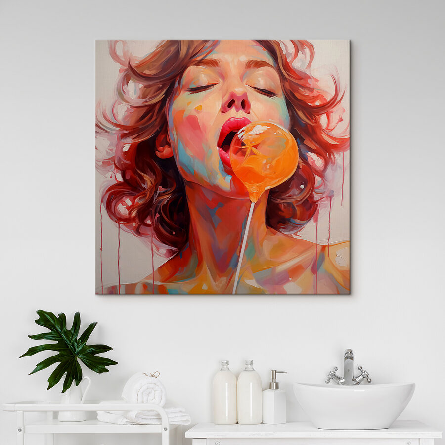Vrouw met rood haar en een lolly