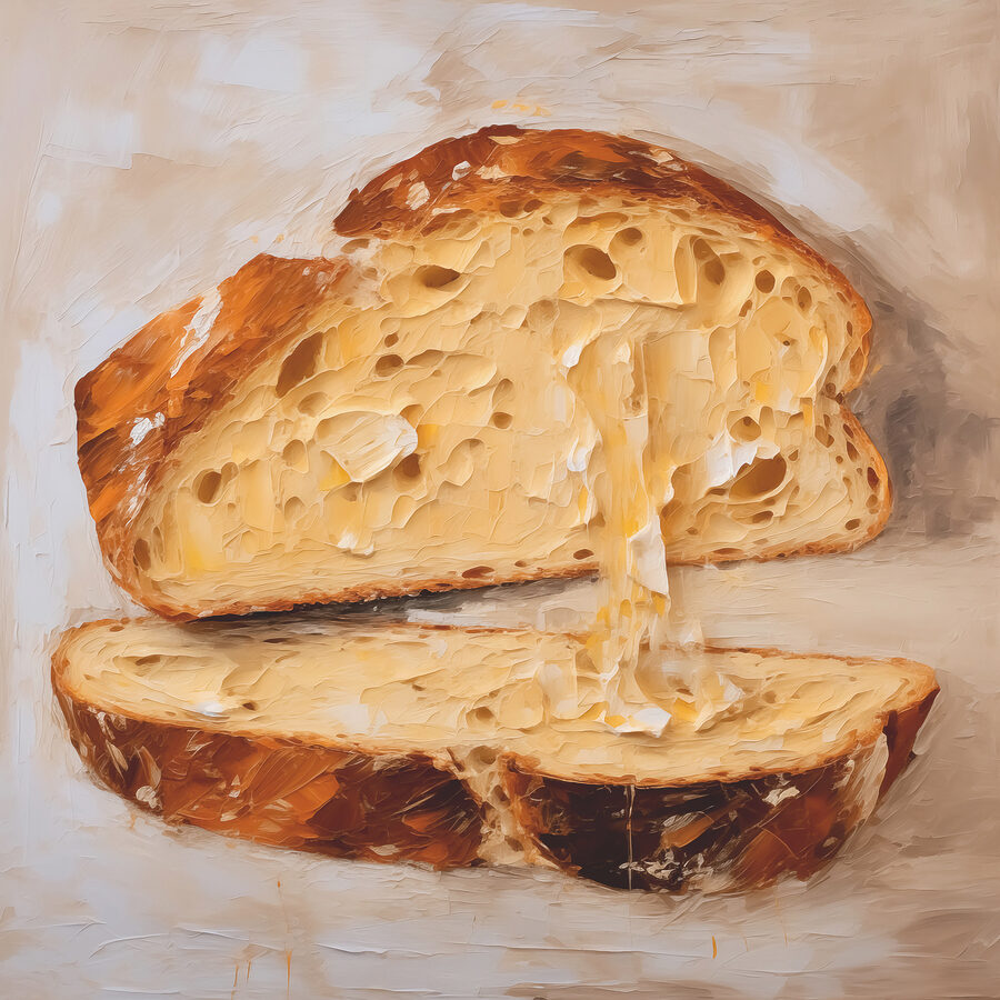 Stuk brood met gaten erin