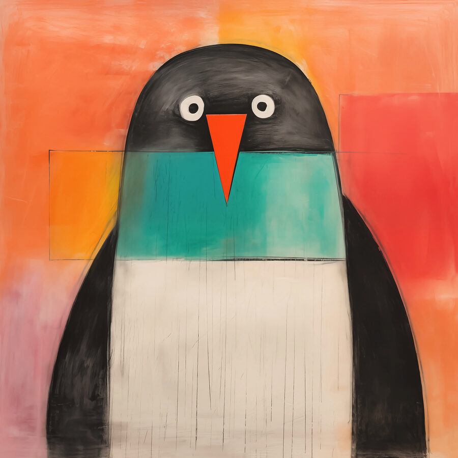 Schilderij van een pinguïn