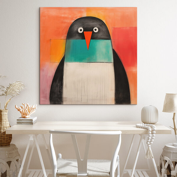 Schilderij van een pinguïn Schilderij van een pinguïn