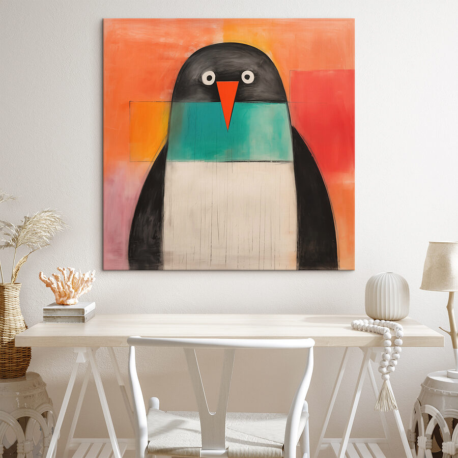 Schilderij van een pinguïn
