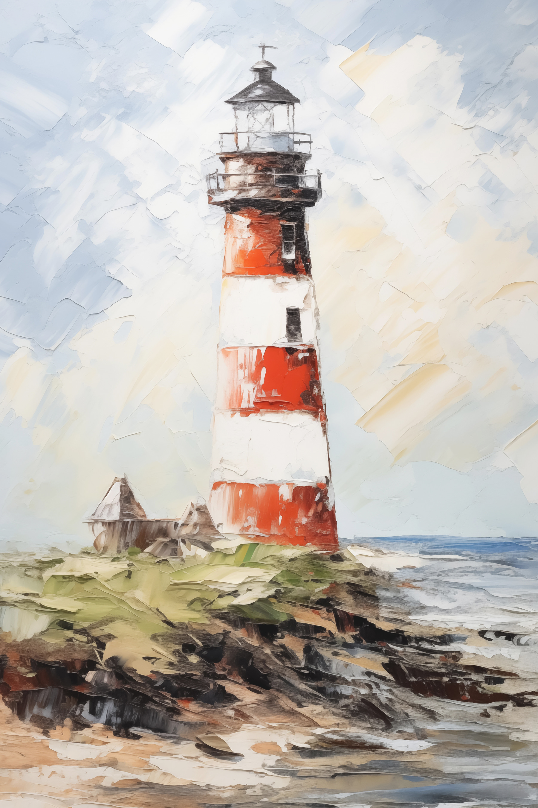 s40223p - Schilderij van een vuurtoren - tegory