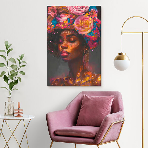 Vrouw met bloemen op haar hoofd Vrouw met bloemen op haar hoofd