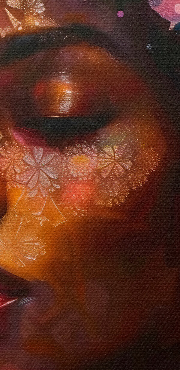 Vrouw met bloemen op haar hoofd Vrouw met bloemen op haar hoofd