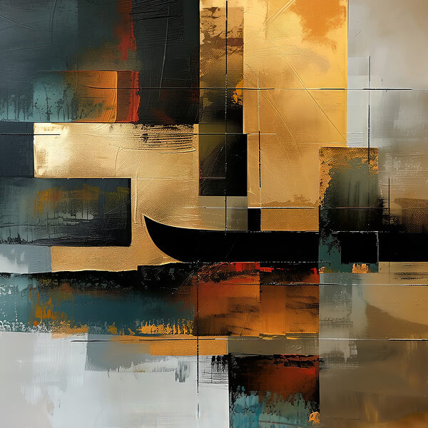 Schilderij van een boot in verschillende kleuren Schilderij van een boot in verschillende kleuren