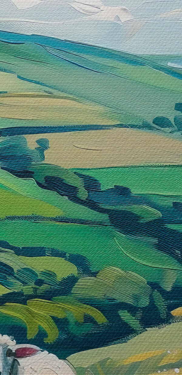 Groep schapen op een met gras begroeide heuvel Groep schapen op een met gras begroeide heuvel