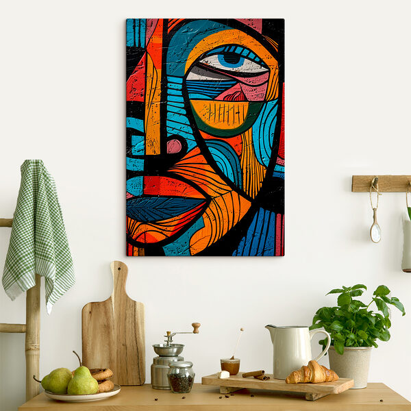 Kleurrijk schilderij van een gezicht Kleurrijk schilderij van een gezicht