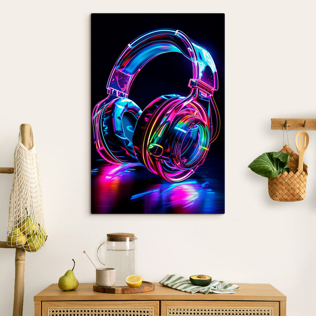 Colorful headphones on a black background