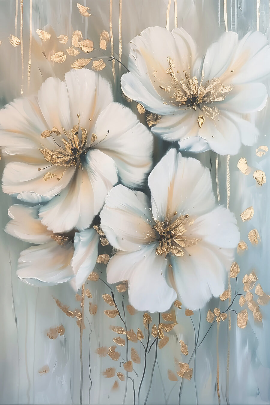Schilderij van witte bloemen