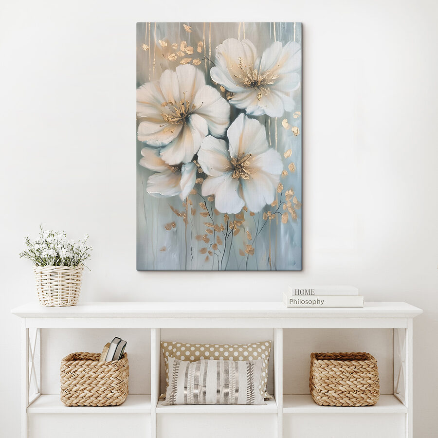 Schilderij van witte bloemen