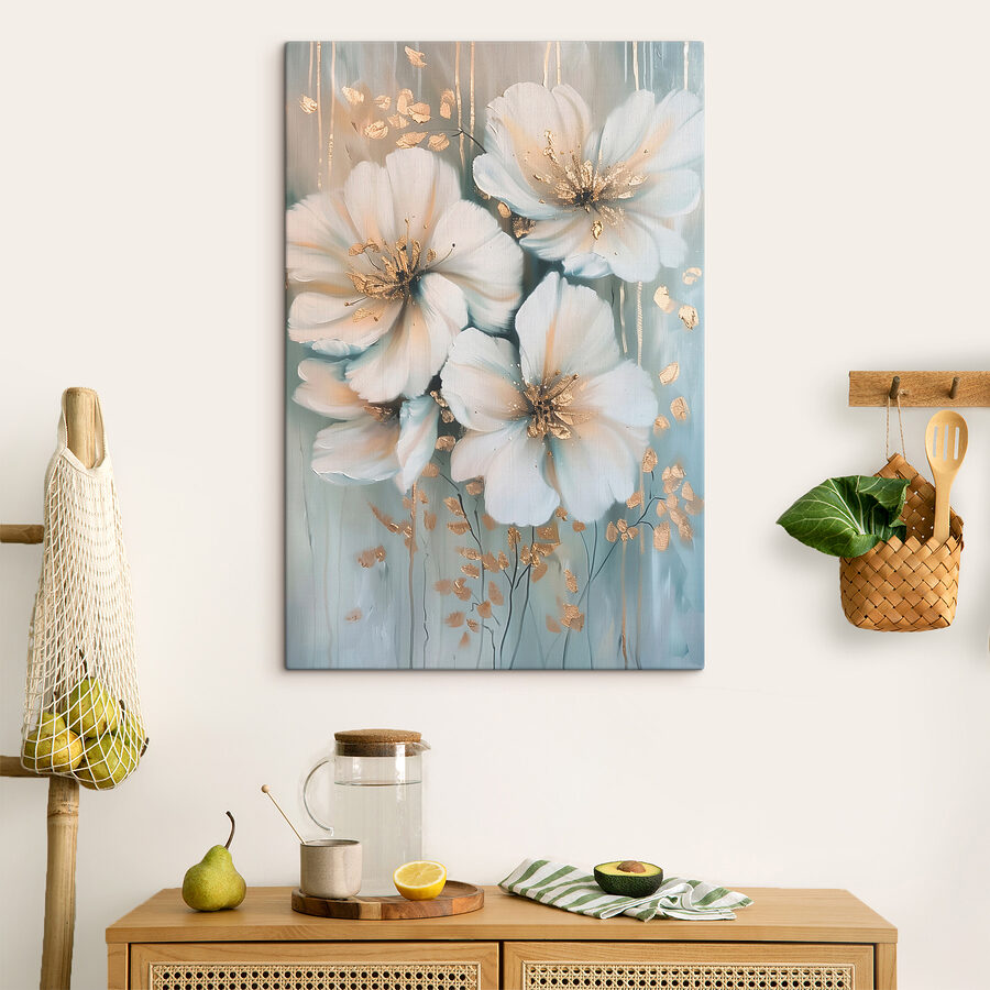 Schilderij van witte bloemen