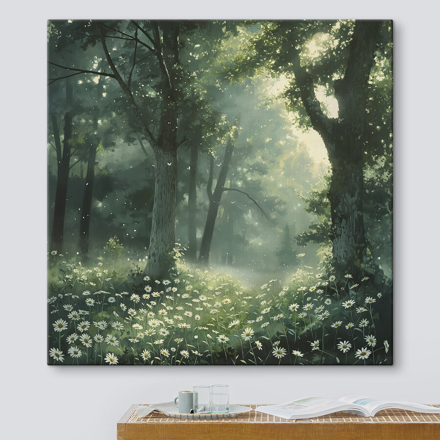 Bos met bomen en bloemen Bos met bomen en bloemen