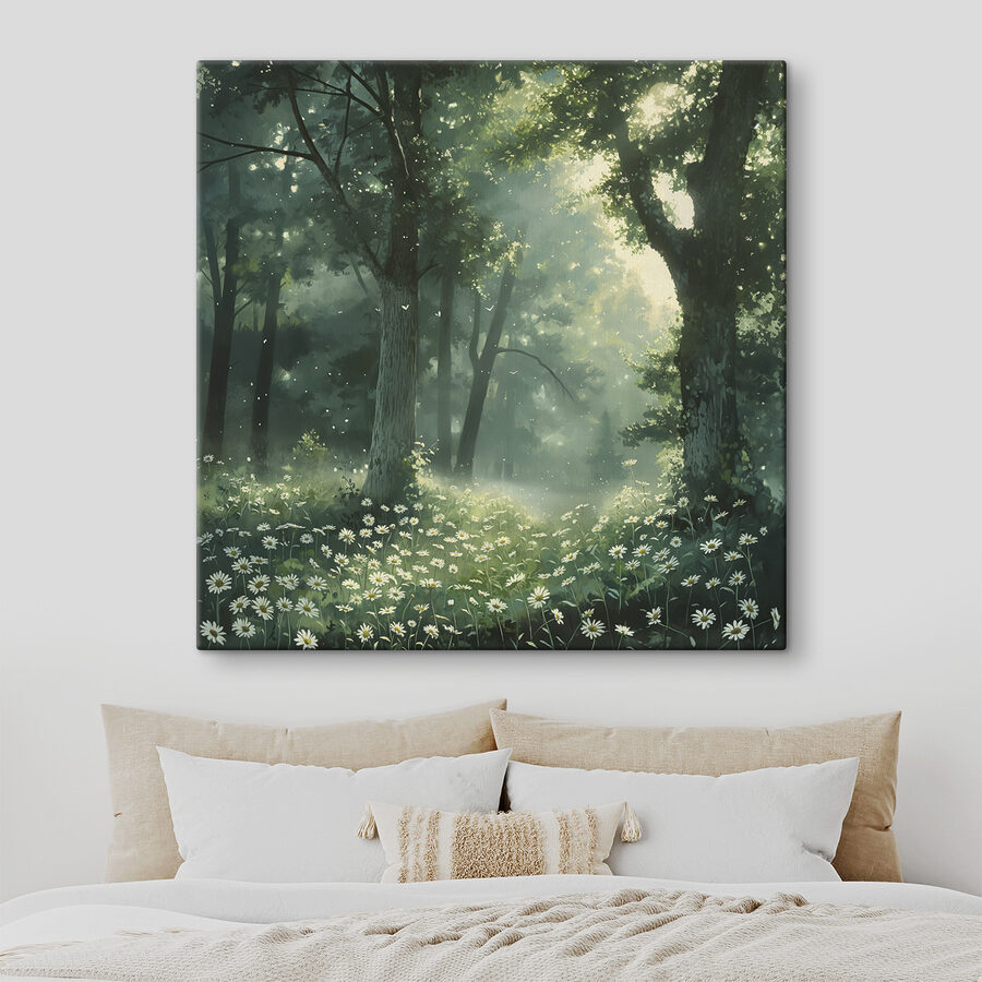 Bos met bomen en bloemen Bos met bomen en bloemen