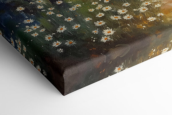 Schilderij van een bos met bloemen en bomen Schilderij van een bos met bloemen en bomen