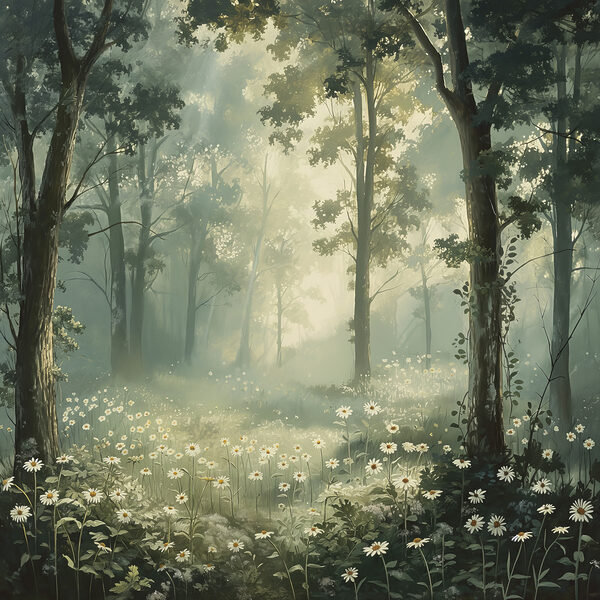 Bos met bloemen en bomen Bos met bloemen en bomen