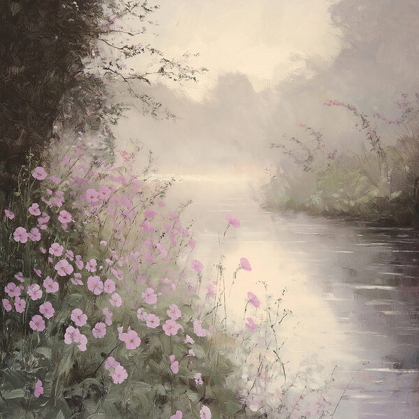 River with purple flowers River with purple flowers