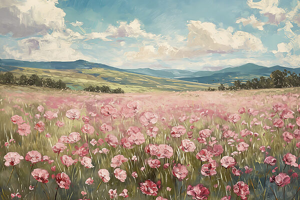Veld met roze bloemen Veld met roze bloemen