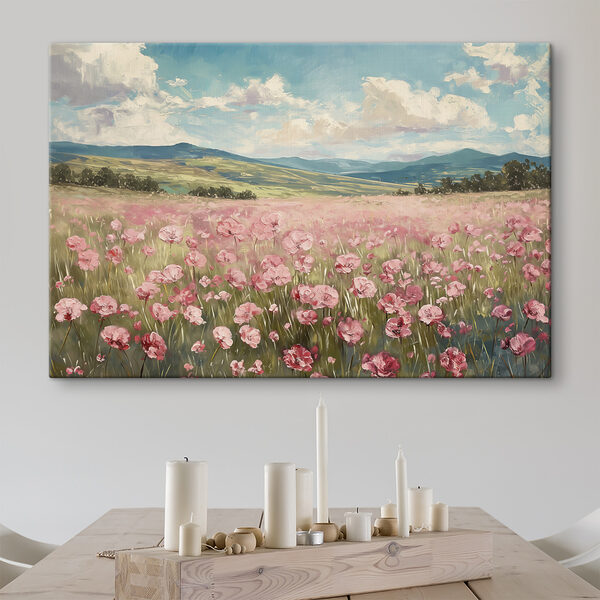 Veld met roze bloemen Veld met roze bloemen