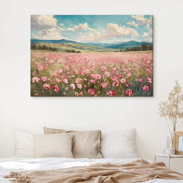 Veld met roze bloemen Veld met roze bloemen