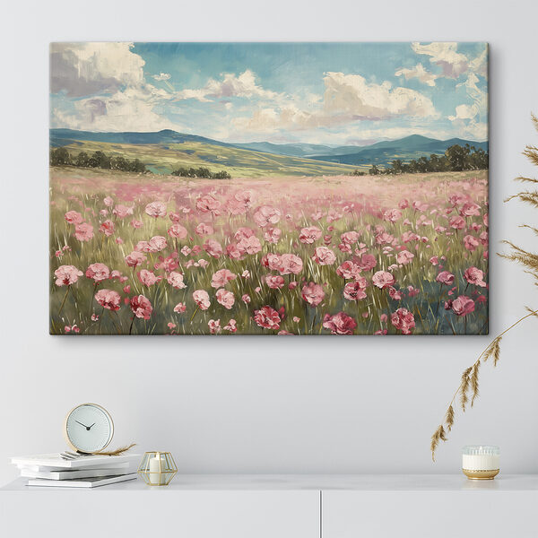 Veld met roze bloemen Veld met roze bloemen