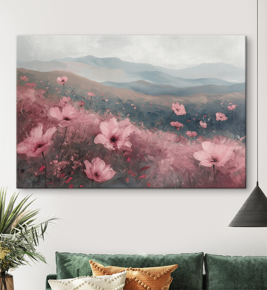 Veld met roze bloemen Veld met roze bloemen