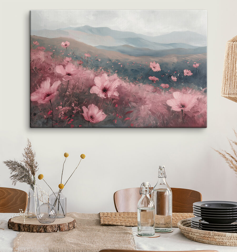Veld met roze bloemen Veld met roze bloemen