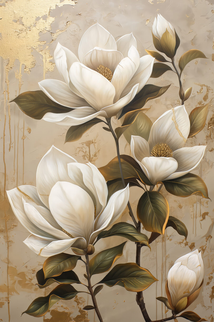 Schilderij van witte bloemen